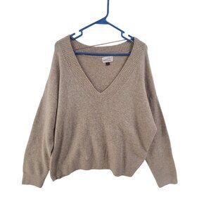 Universal Thread Women's Sweater Knit V Neck Pullover Tan Plus Size XXL Preppy
